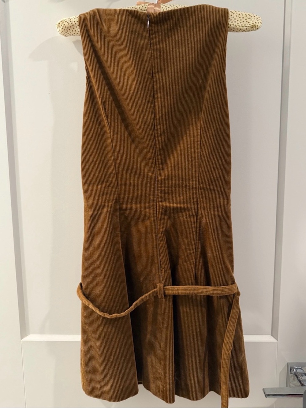 Zara Strapless Corduroy Midi Dress in Brown